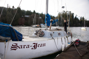 Leah Griffths aboard the Sara-Jean