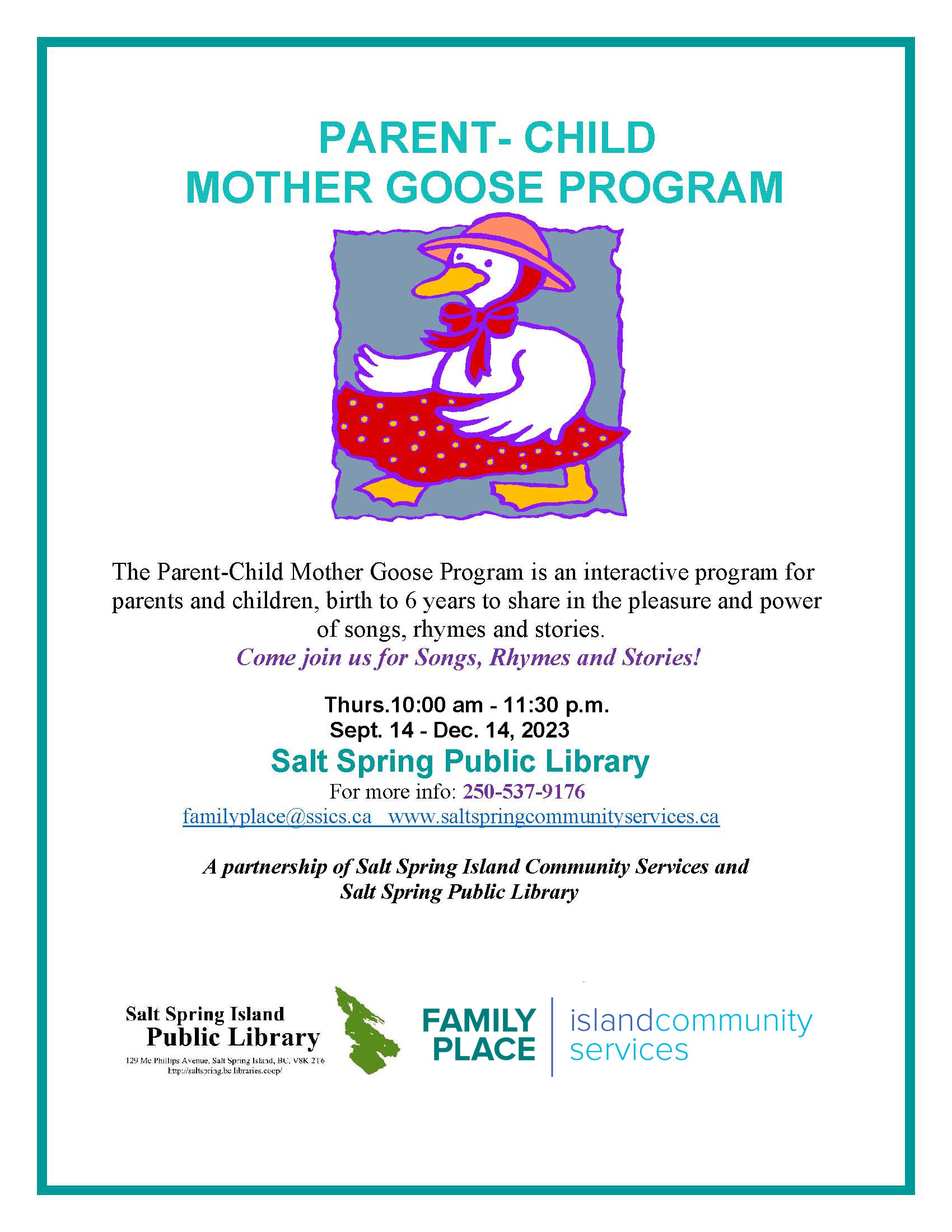 Goosy Program Parent-Child Mother Goose Program Fall 2023 - Island Community Services
